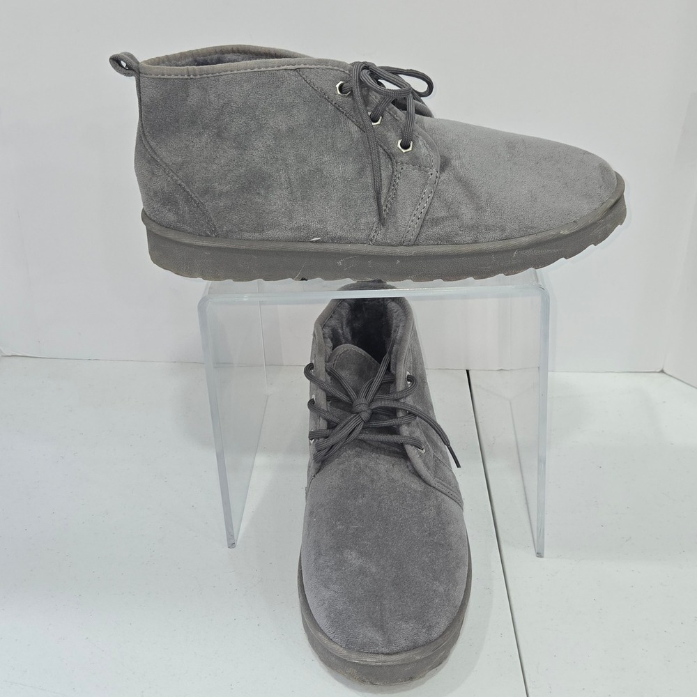 American Exchange Mens Size 12 Grey Faux Suede Fur Lined Chukka Boots AD40